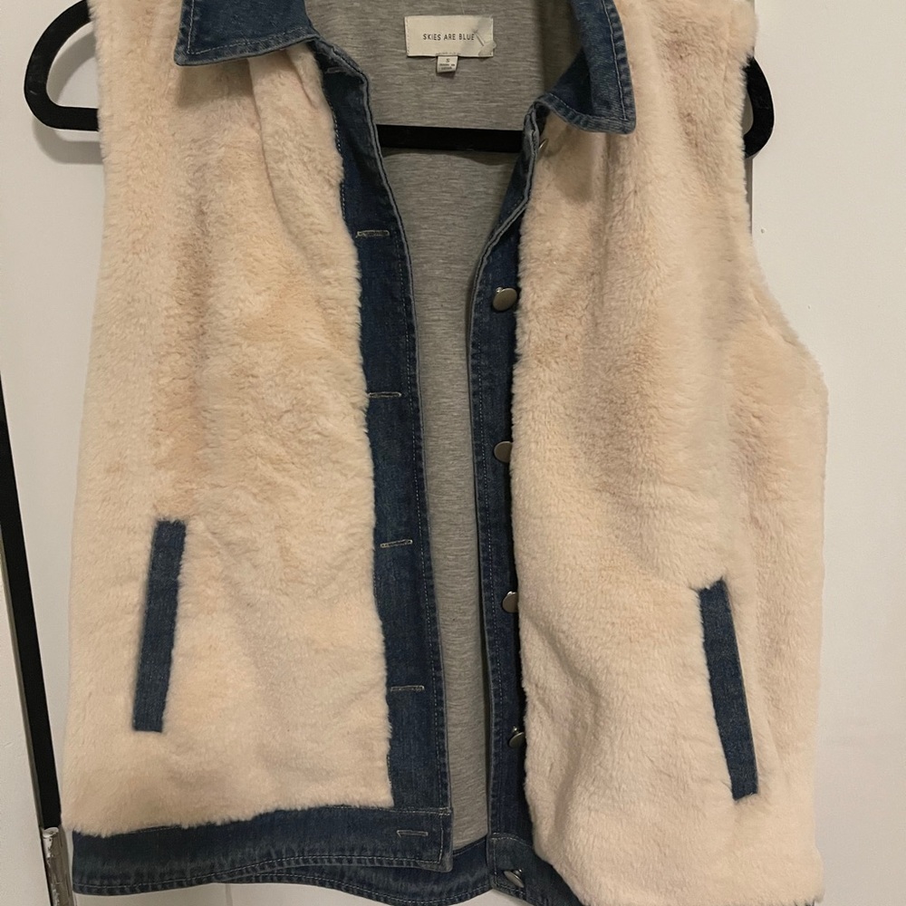 Denim fur vest
